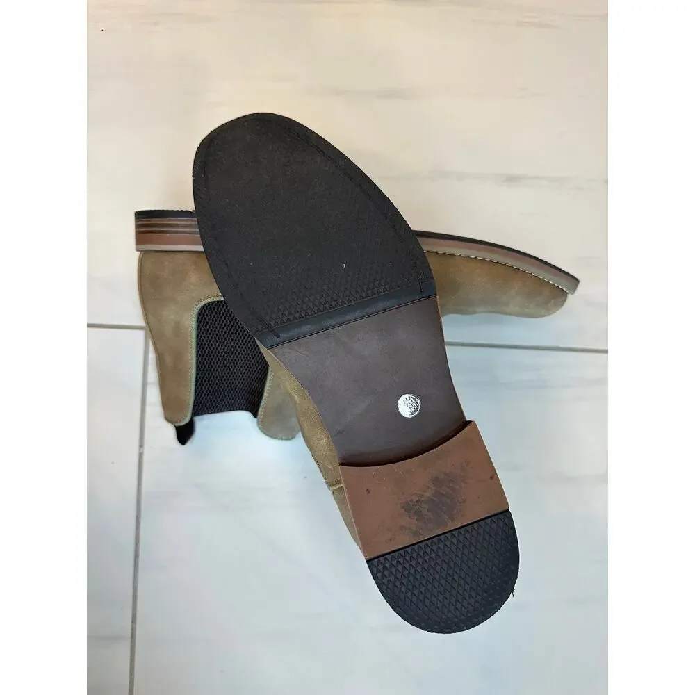 Men's Chelsea Boots Tan Suede Nubuck Slip On Ankle Dress Casual Boots Size 9.5